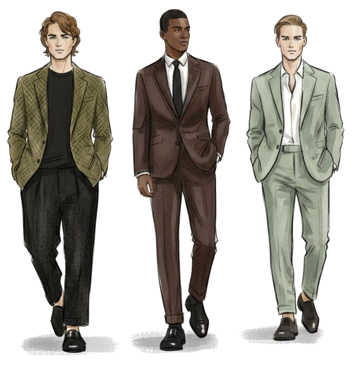 Gentlemen's attire inspiration - formal suits in earth tones